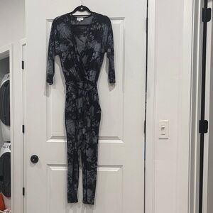 Veronica M Black and Gray Tie-Dye Jumpsuit sz lg